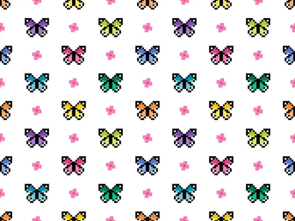 Butterfly cartoon character seamless pattern on white background