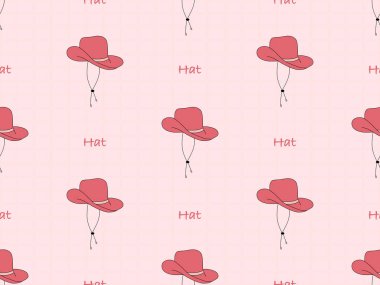 Hat cartoon character seamless pattern on pink background