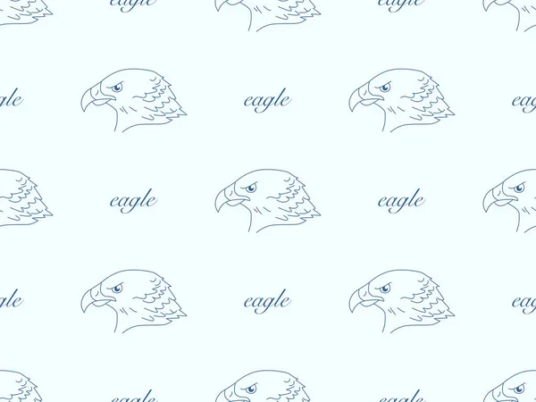 Eagle cartoon character seamless pattern on blue background