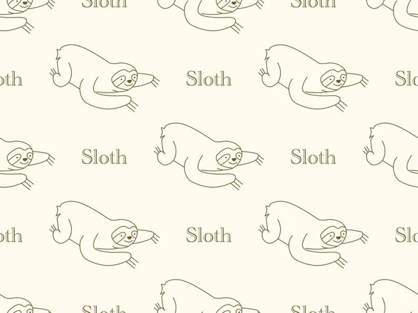 Sloth cartoon character seamless pattern on orange background