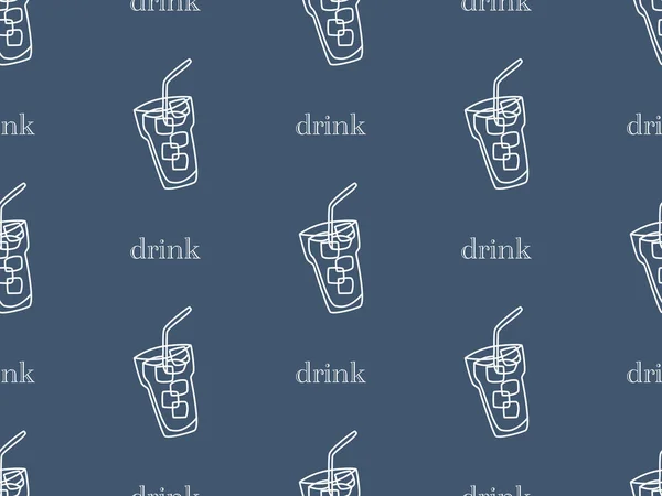 Drink cartoon character seamless pattern on blue background