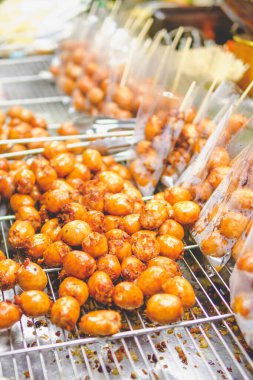 Grilled Isaan Sausage with charcoal on stove, Thai Food