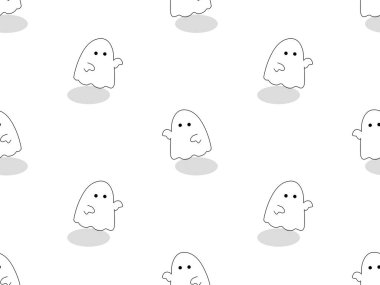 Beyaz arkaplandaki hayalet çizgi film karakteri kusursuz desen