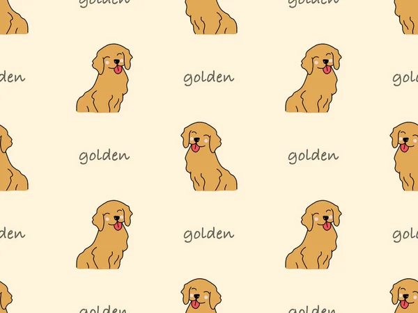 Złoty Pies Postać Kreskówki Bezszwowy Wzór Żółtym Tle — Wektor stockowy