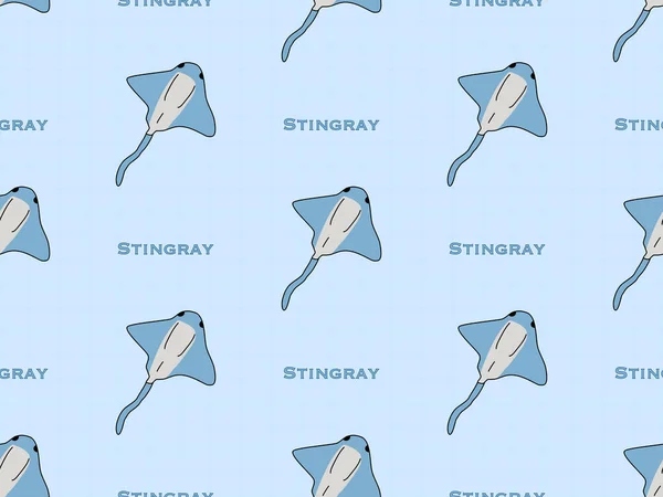 Stringray Karikatura Znak Bezešvé Vzor Modrém Pozadí — Stockový vektor