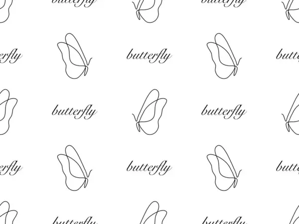Butterfly Cartoon Character Seamless Pattern White Background — 스톡 벡터