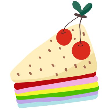 Kirazlı gökkuşağı pasta ikonu 