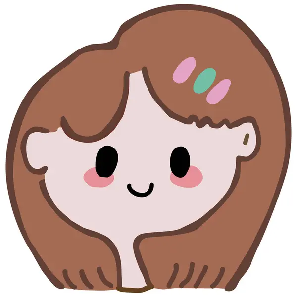 かわいい茶色の髪の少女のアイコン — ストックベクタ