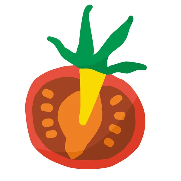 Tomate Cortado Mitad Icono — Vector de stock