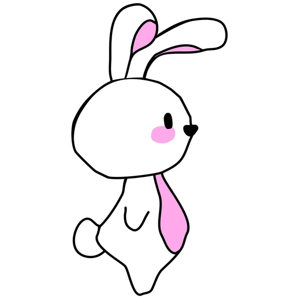 White Rabbit Cartoon Icon Standing Sideways — Stock Vector