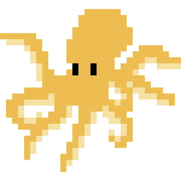 Octopus Cartoon Icon Pixel Style — Stockvektor