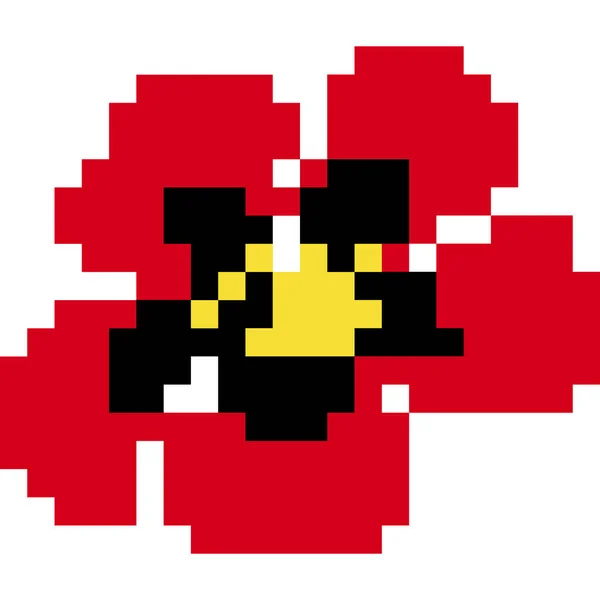 Ícone Desenho Animado Flor Vermelha Estilo Pixel —  Vetores de Stock