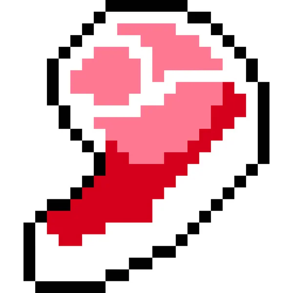 Steak Slice Cartoon Icon Pixel Style — Archivo Imágenes Vectoriales