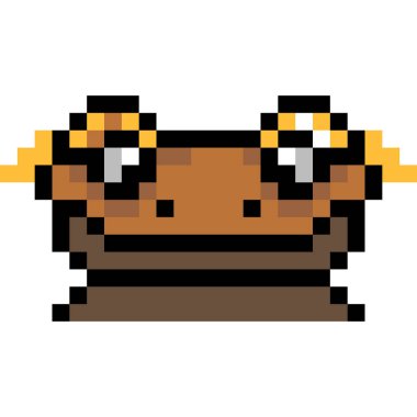 Frog cartoon icon in pixel style.	