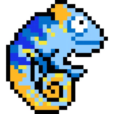 Lizard cartoon icon in pixel style.	 