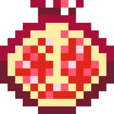 Pomegranate fruit cartoon icon in pixel style.	