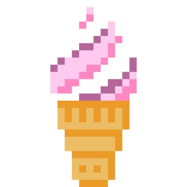 Ice cream cartoon icon in pixel style.	 