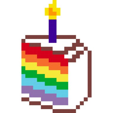Cake cartoon icon in pixel style.	