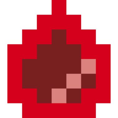 Blood drop icon cartoon in pixel style.	 