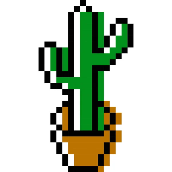 Cactus Cartoon Icon Pixel Style — Stock Vector
