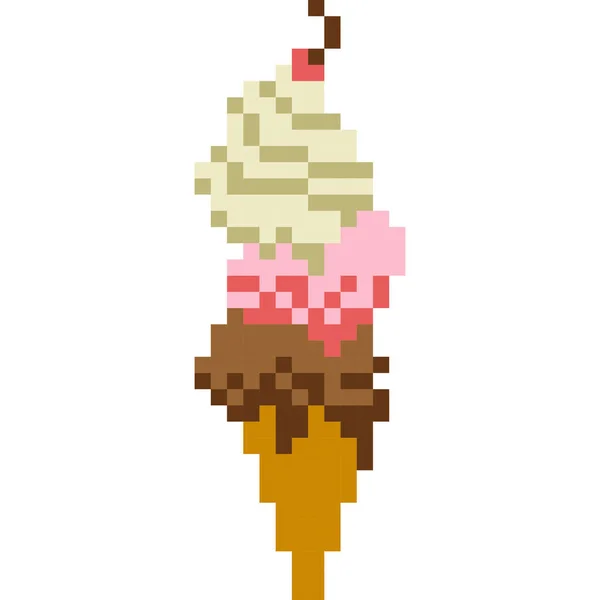 Icône Dessin Animé Crème Glacée Dans Style Pixel — Image vectorielle