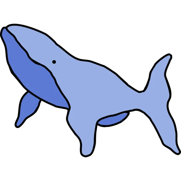 Blauwal Ikone Zeichentrickstil — Stockvektor