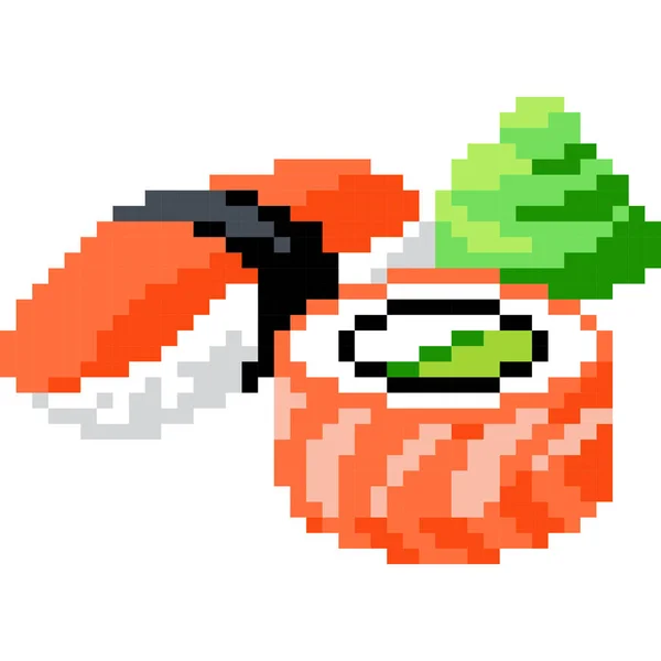 Sushi Icon Cartoon Pixel Style — Vector de stock