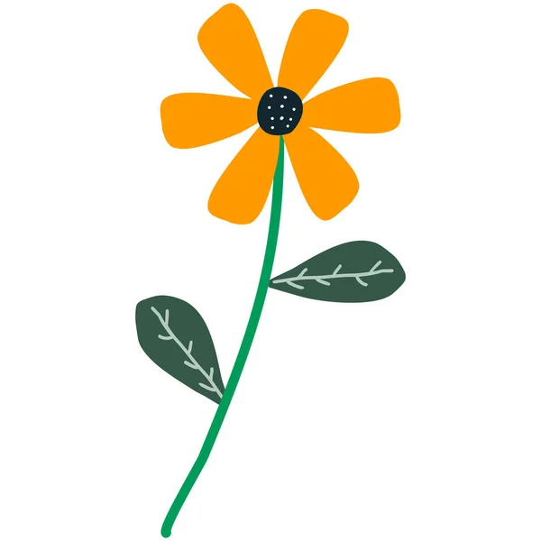 Помаранчева Квітка Мультфільм Стиль Значка — стоковий вектор