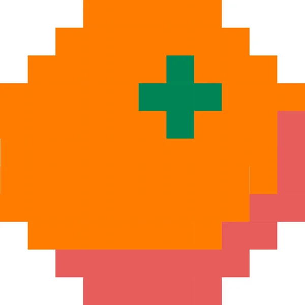 Ícone Desenho Animado Frutas Laranja Estilo Pixel —  Vetores de Stock