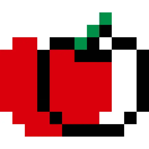 Apple Fruit Cartoon Icon Pixel Style — Stok Vektör