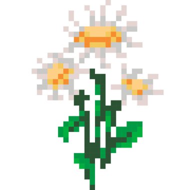 Flower cartoon icon in pixel style.	 