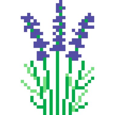 Flower cartoon icon in pixel style.	 