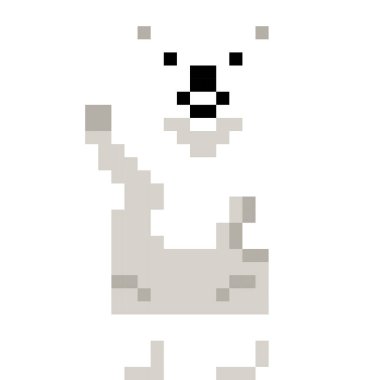 Bear cartoon icon in pixel style.	 
