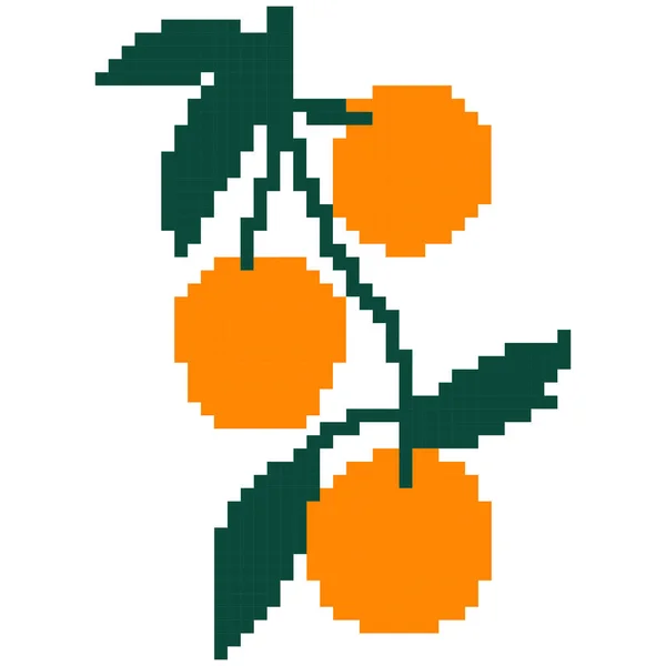 Πορτοκαλί Φρούτα Εικονίδιο Κινουμένων Σχεδίων Pixel Στυλ — Διανυσματικό Αρχείο