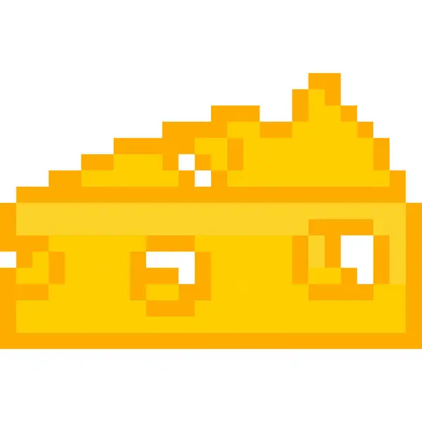 Cheese Cartoon Icon Pixel Style — Vetor de Stock