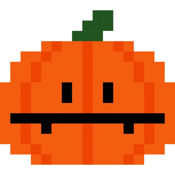 Pumpkin Cartoon Icon Pixel Style — Stock Vector