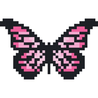 Piksel biçiminde kelebek çizgi film simgesi 