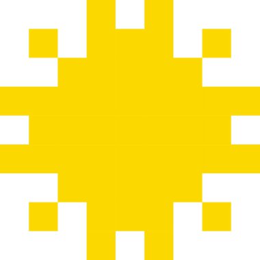 Sun cartoon icon in pixel style.	 