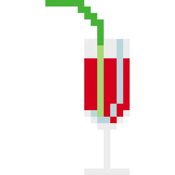 Ícone Desenho Animado Vidro Vinho Estilo Pixel —  Vetores de Stock