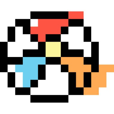 Piksel biçiminde top çizgi film simgesi 