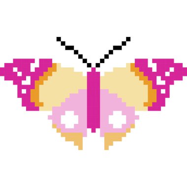 Piksel biçiminde kelebek çizgi film simgesi 