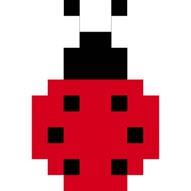 Piksel biçiminde uğurböceği çizgi film simgesi