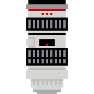 Kamera merceği karikatür simgesi piksel biçiminde