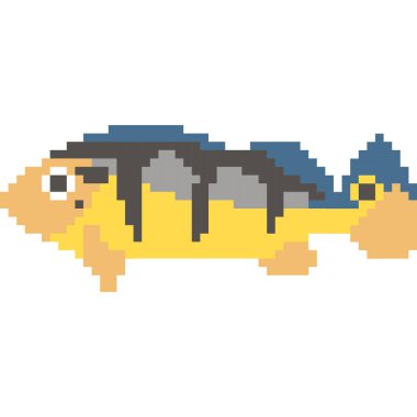 Piksel biçiminde balık çizgi film simgesi 