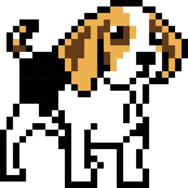 Piksel biçiminde köpek çizgi film simgesi