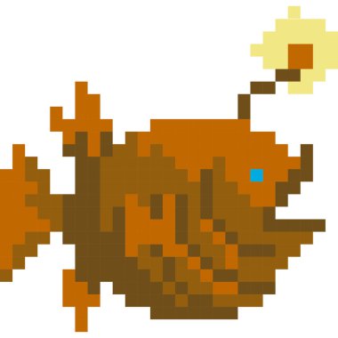 Piksel biçiminde balık çizgi film simgesi