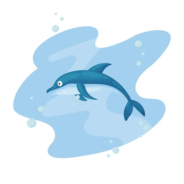 Blue Dolphin Białym Tle — Wektor stockowy