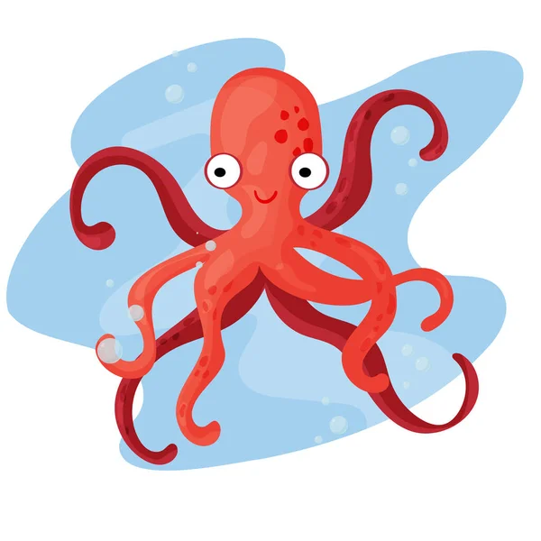 Roztomilý Kreslený Vektor Chobotnice Ilustrace — Stockový vektor
