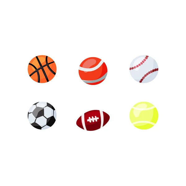 Collection Oval Balls Different Sports Recreational Activities Vector Flat Illustration — Stock vektor