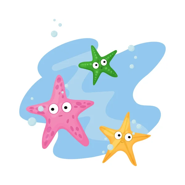 Rozgwiazdy Płaski Ikona Morskich Stylu Cartoon Ilustracja Wektorowa Lato — Wektor stockowy